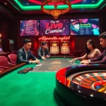 Experience the excitement of online gambling at https://f8beta2.me/ with players enjoying poker and vibrant slot machines.