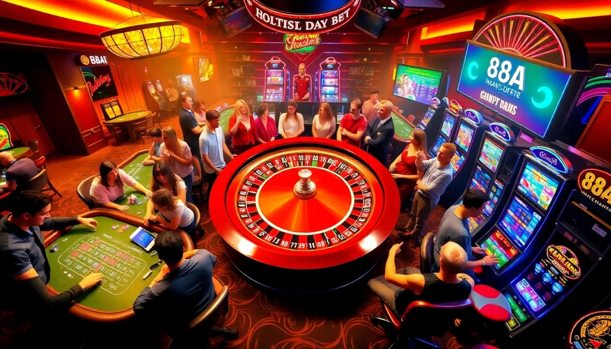Gambling enthusiasts celebrating their wins and strategies at thrilling 88AA casino tables filled with action and excitement.