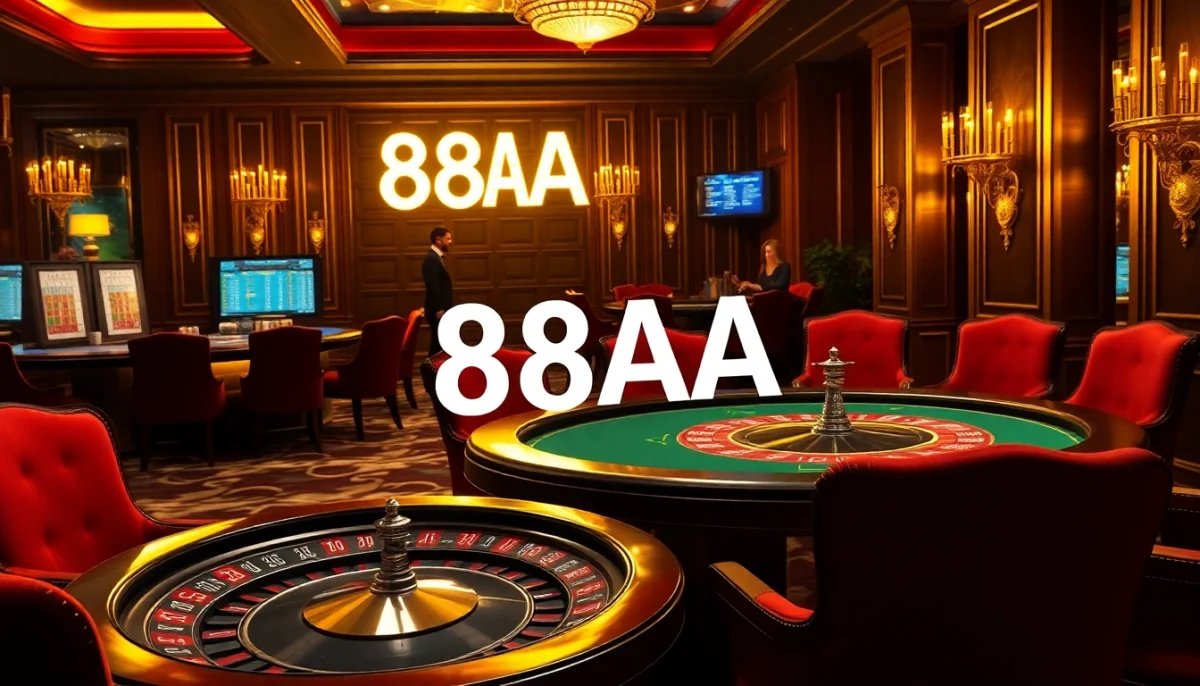 Exciting poker scene at a casino featuring the 88AA thrill of high-stakes betting.