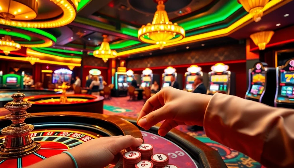 Experience the thrill of 88AA with players at vibrant casino tables, chips stacked high, and the exciting atmosphere of winning.