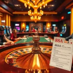 Players engaged at a roulette table with the "88AA" betting slip in an exquisite casino setting.