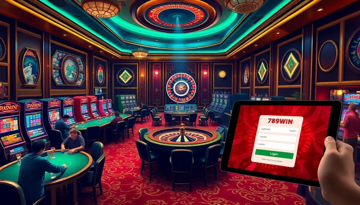Exciting casino scene energizing players in an engaging game while showcasing đăng nhập 789win for online betting.