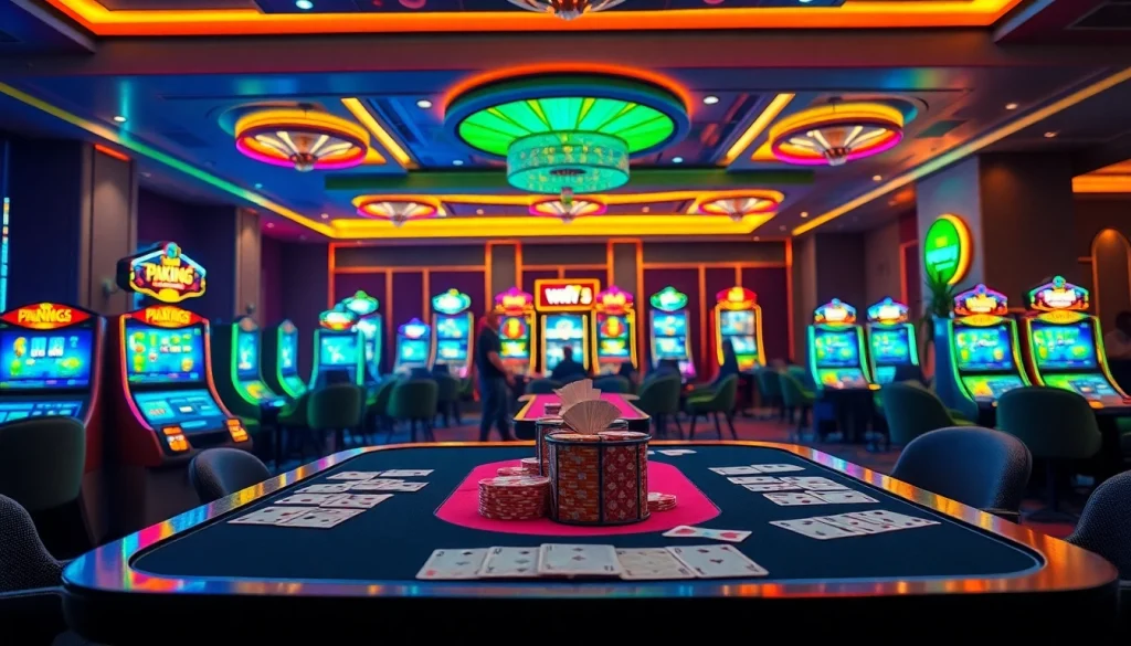 Engage with the PAKONG86 gaming experience, showcasing vibrant slot machines and colorful game elements.