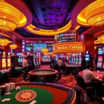 Experience the thrilling excitement of new88 thailand's vibrant casino atmosphere, featuring poker tables and slot machines.