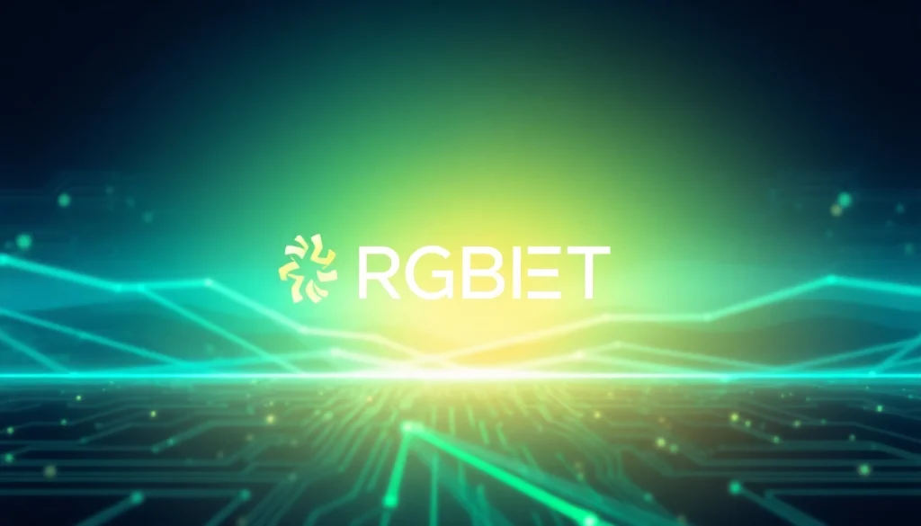 Explore the vibrant RGBET logo set against a futuristic digital backdrop.