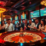 Experience gacor123 as players celebrate wins at a vibrant roulette table filled with colorful chips.